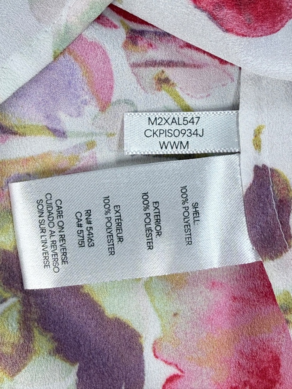 Calvin Klein Floral Roll Tab Sleeve Button Down Blouse Size XL - Picture 5 of 6